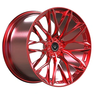 5x128 Staggered 21inch Custom 1-PC Forged Rims Polished Candy Red Għal Aston ...