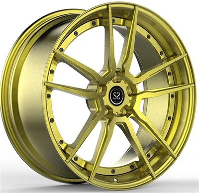 Falsifikati 2-PC Rimmijiet 23x11 Custom Spoke Forma U Kulur Deheb Għall Audi RS6 C8 Biċ-ċeramika