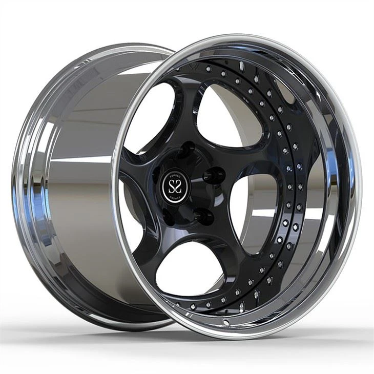 Għal GT4 2-PC Forged Car Aluminum Alloy Rims Imqassma 19 20 Pulzier Pollakk Barrel Gloss Black Disc Wheels