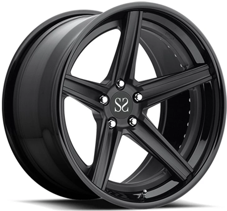 Rimmijiet tad-dwana ta 'liga falsifikata għal Volkswagen 5x100 2-PC 18 19 20 Pulzier Wiċċ tal-Magni Iswed